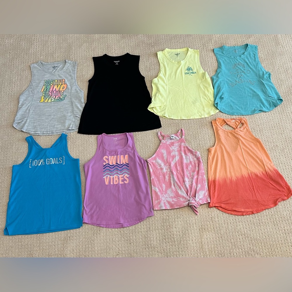 Bundle of girls sleeveless and long sleeve tops - size 7/8 or M